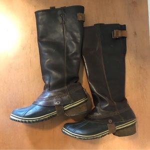 Sorel Slimpack tall leather riding boots, size 8
